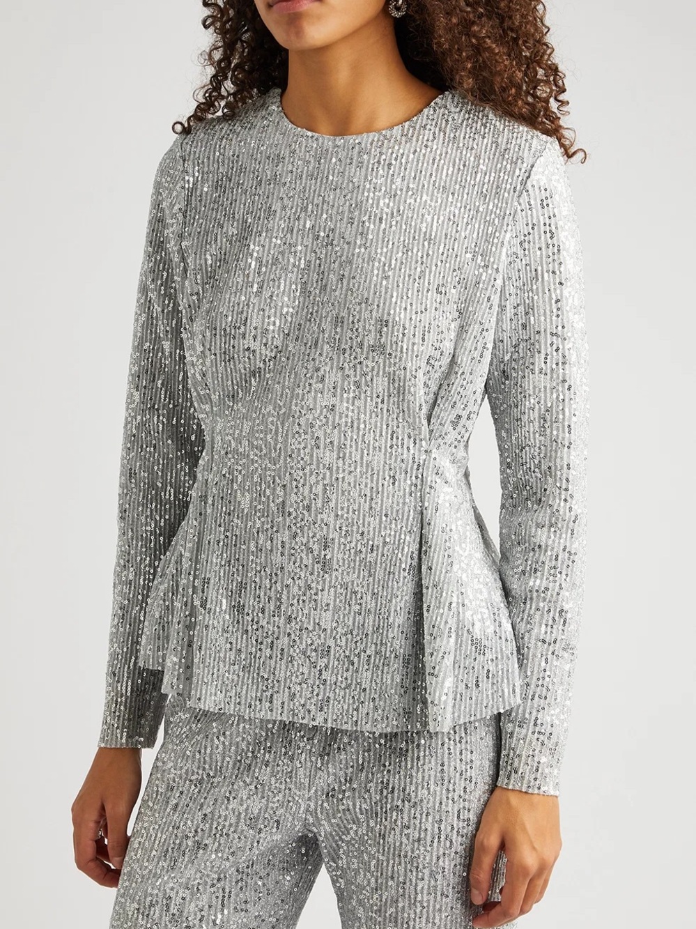 STINE GOYA Gloria Sequin-Embellished Metallic-Knit Top